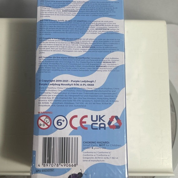 Purple Ladybug Kids Unisex Stickers Water Bottle with Paracord Bracelet Kit NWT - Picture 6 of 8